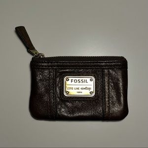 fossil brown leather coin purse